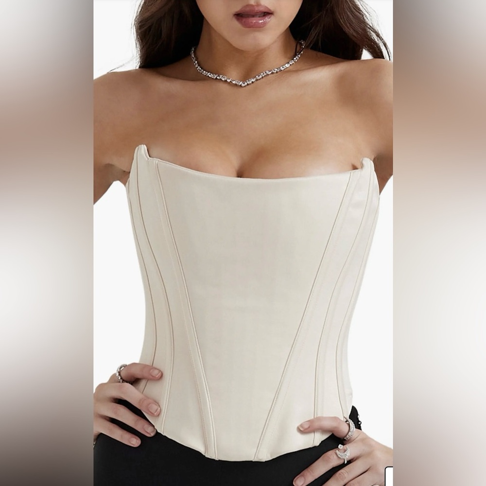 House of CB Genevieve Strapless Satin Corset Top